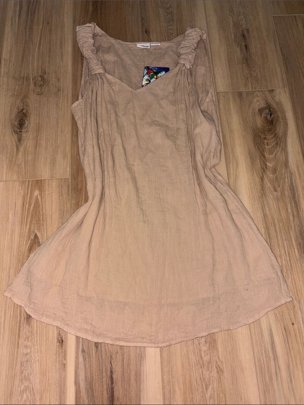 Women’s Sleeveless Ruffle-strap Tank Top or Swimsuit Cover in Light Beige
